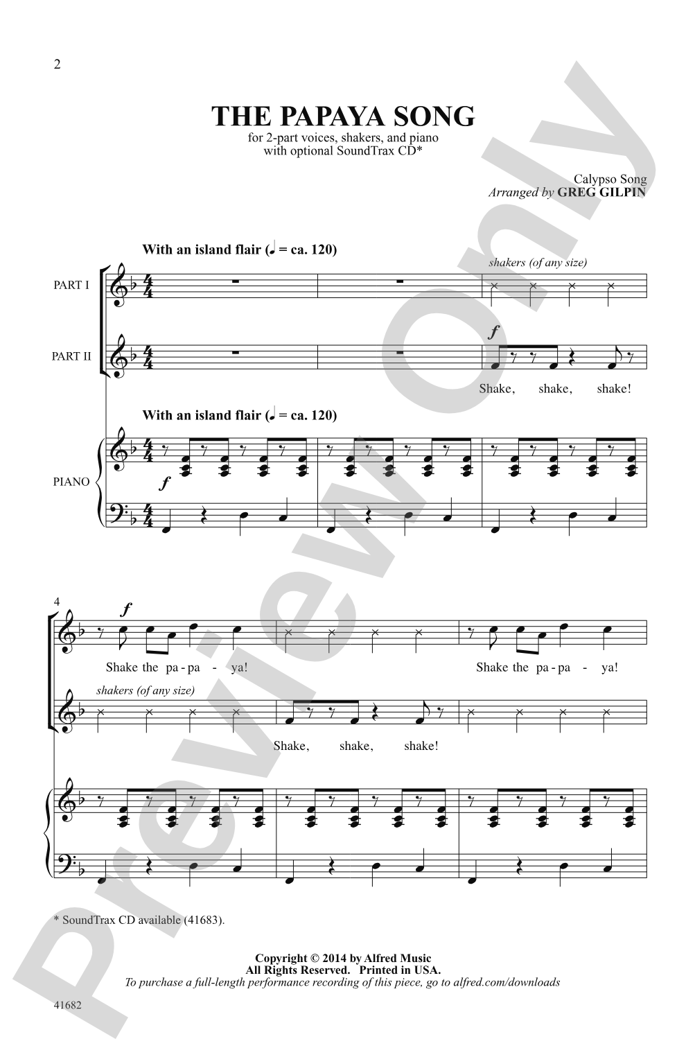 The Papaya Song: 2-Part Choral Octavo