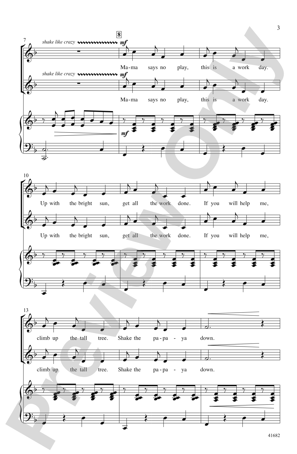 The Papaya Song: 2-Part Choral Octavo