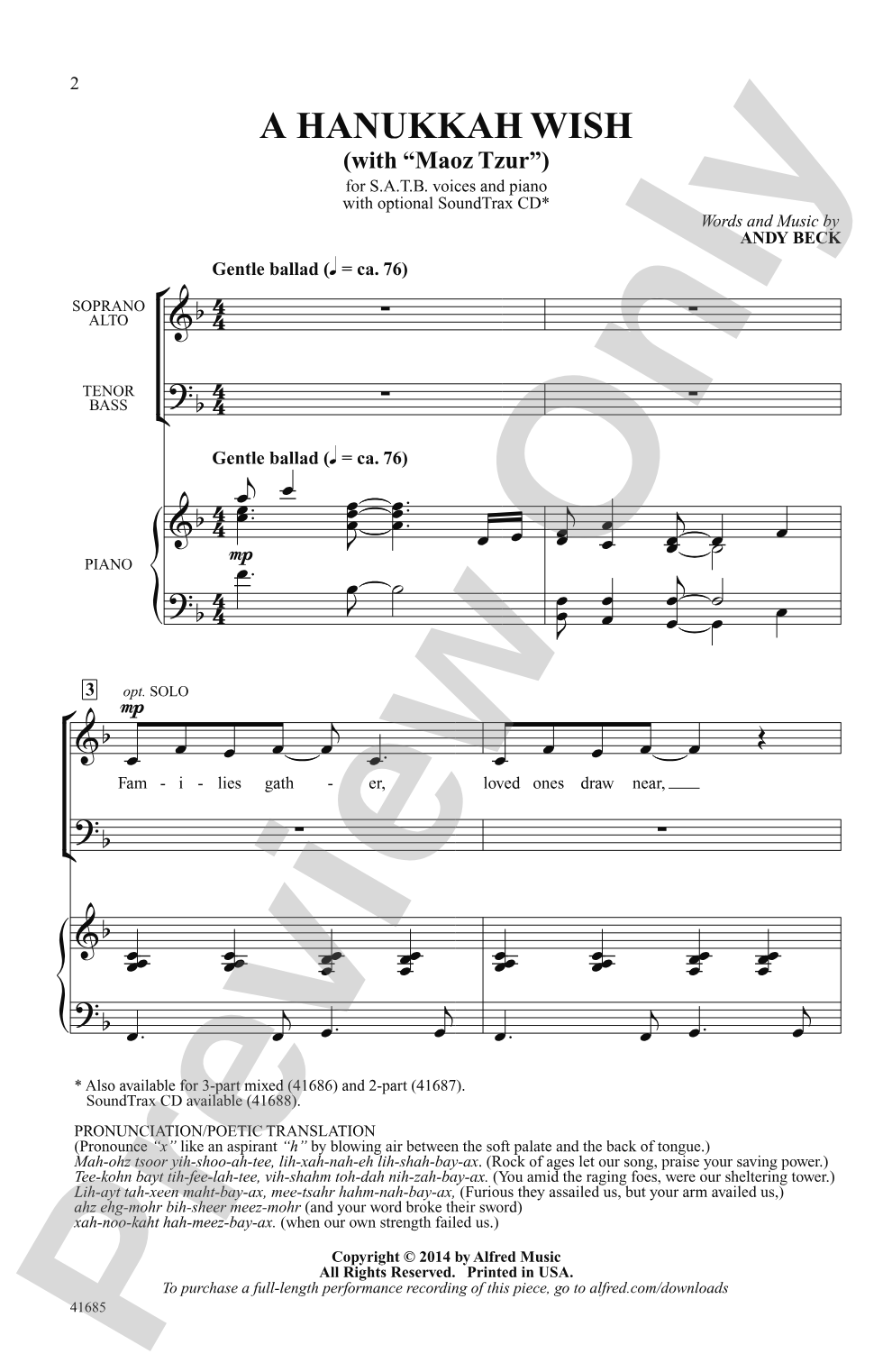 A Hanukkah Wish: SATB Choral Octavo