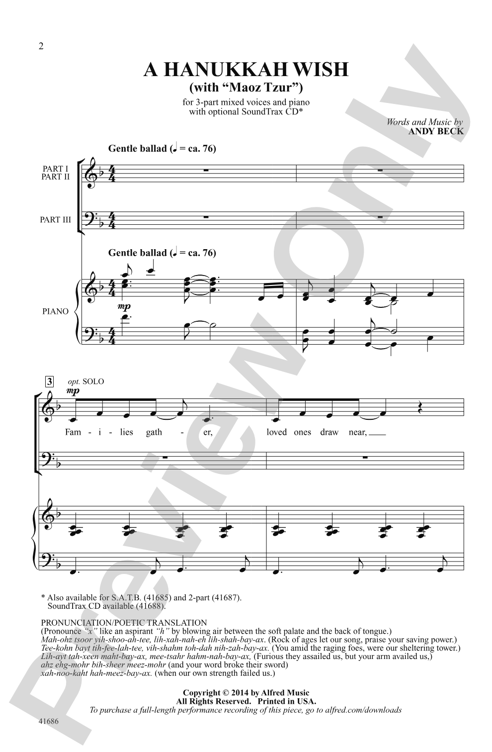 A Hanukkah Wish: 3-Part Mixed Choral Octavo