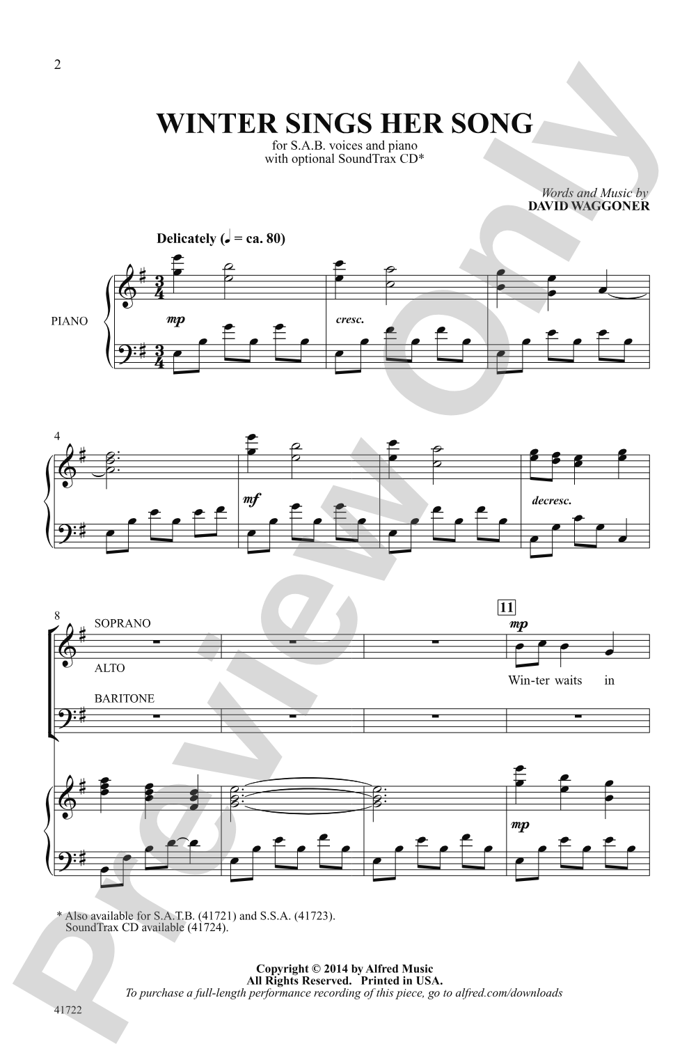 Winter Sings Her Song: SAB Choral Octavo