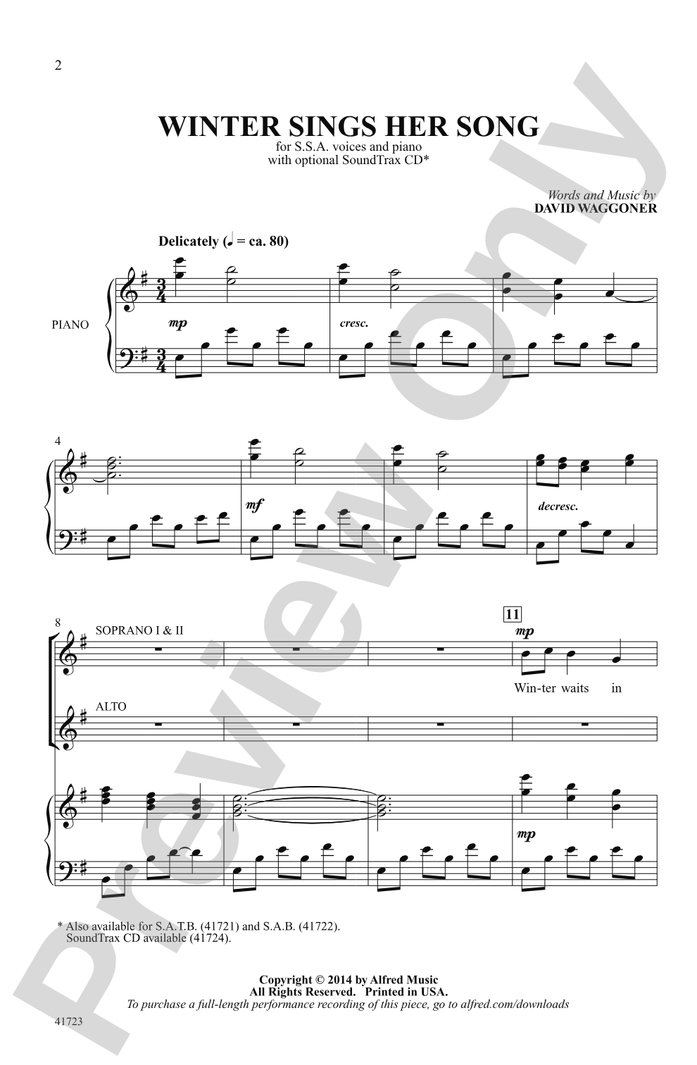 Winter Sings Her Song: SSA Choral Octavo