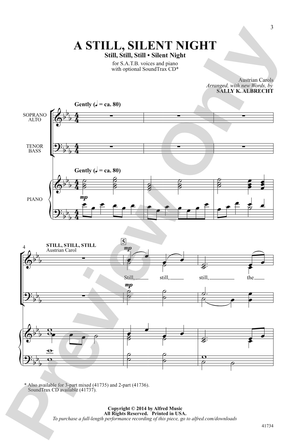 A Still, Silent Night: SATB Choral Octavo