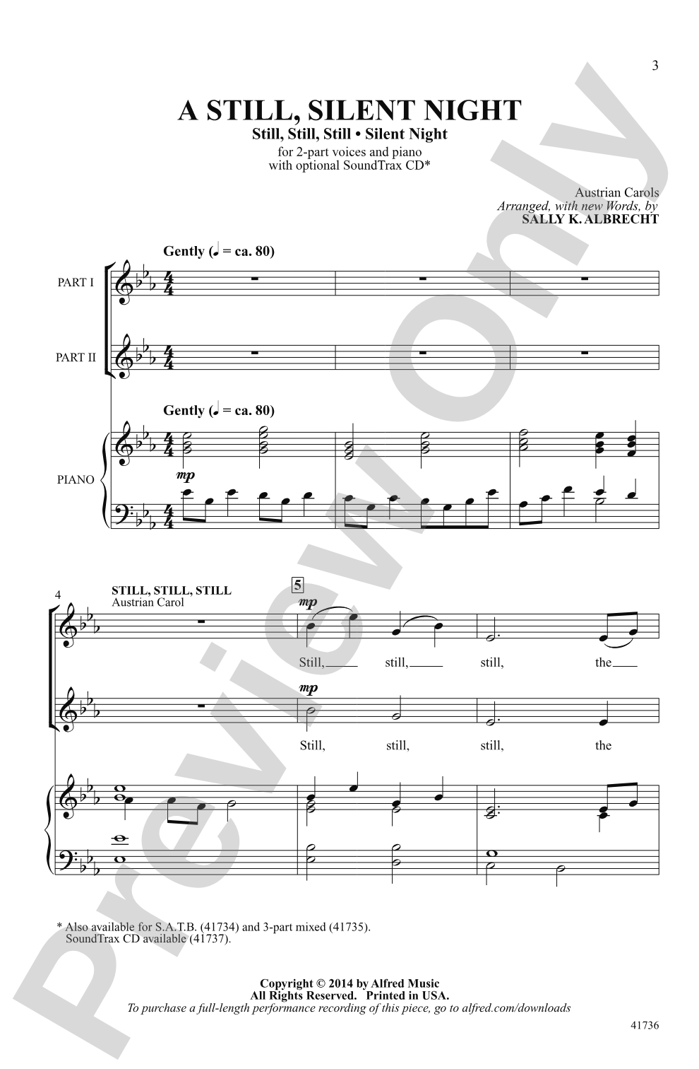 A Still, Silent Night: 2-Part Choral Octavo