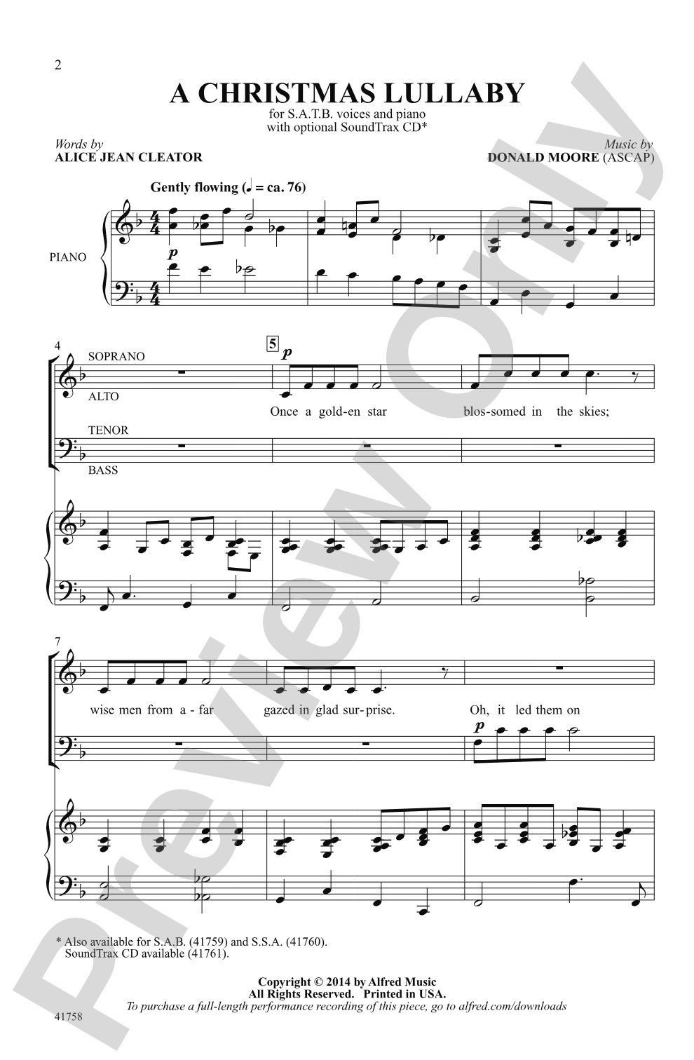 A Christmas Lullaby: SATB Choral Octavo
