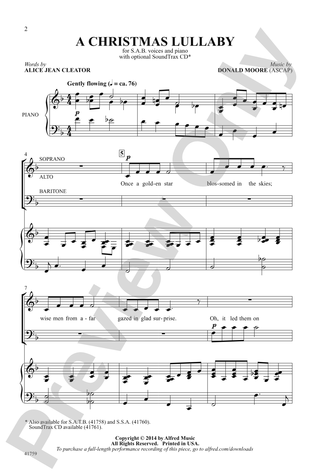 A Christmas Lullaby: SAB Choral Octavo