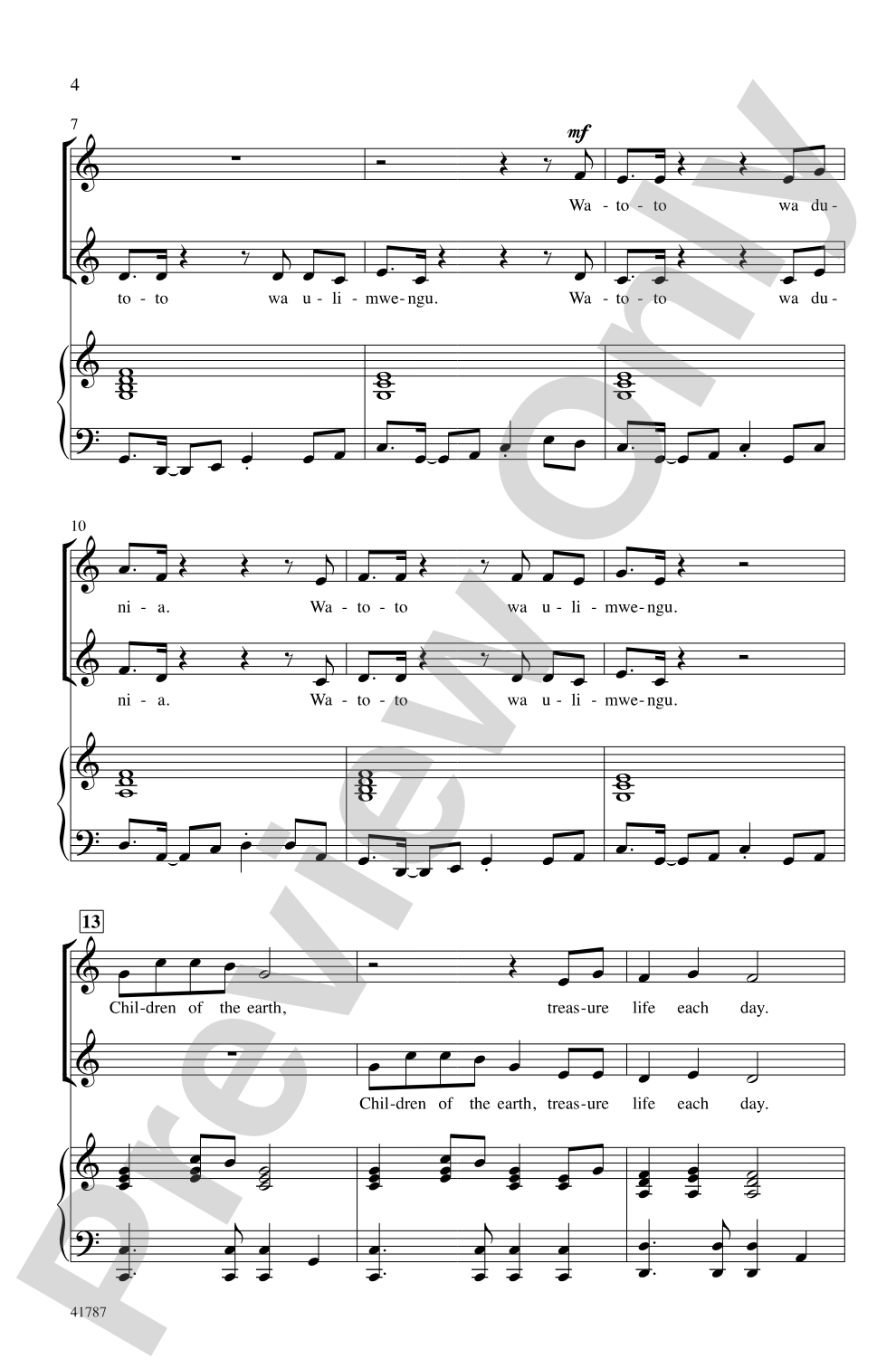 Watoto Wa Dunia (Children of the Earth -- Swahili): 2-Part Choral Octavo