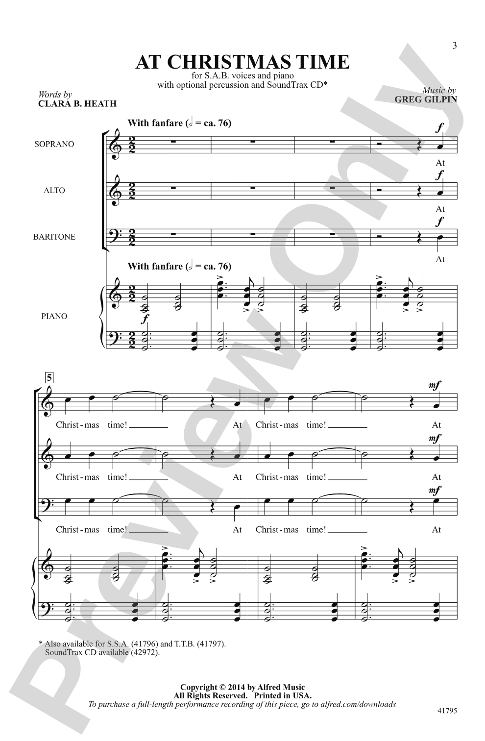 At Christmas Time: SAB Choral Octavo