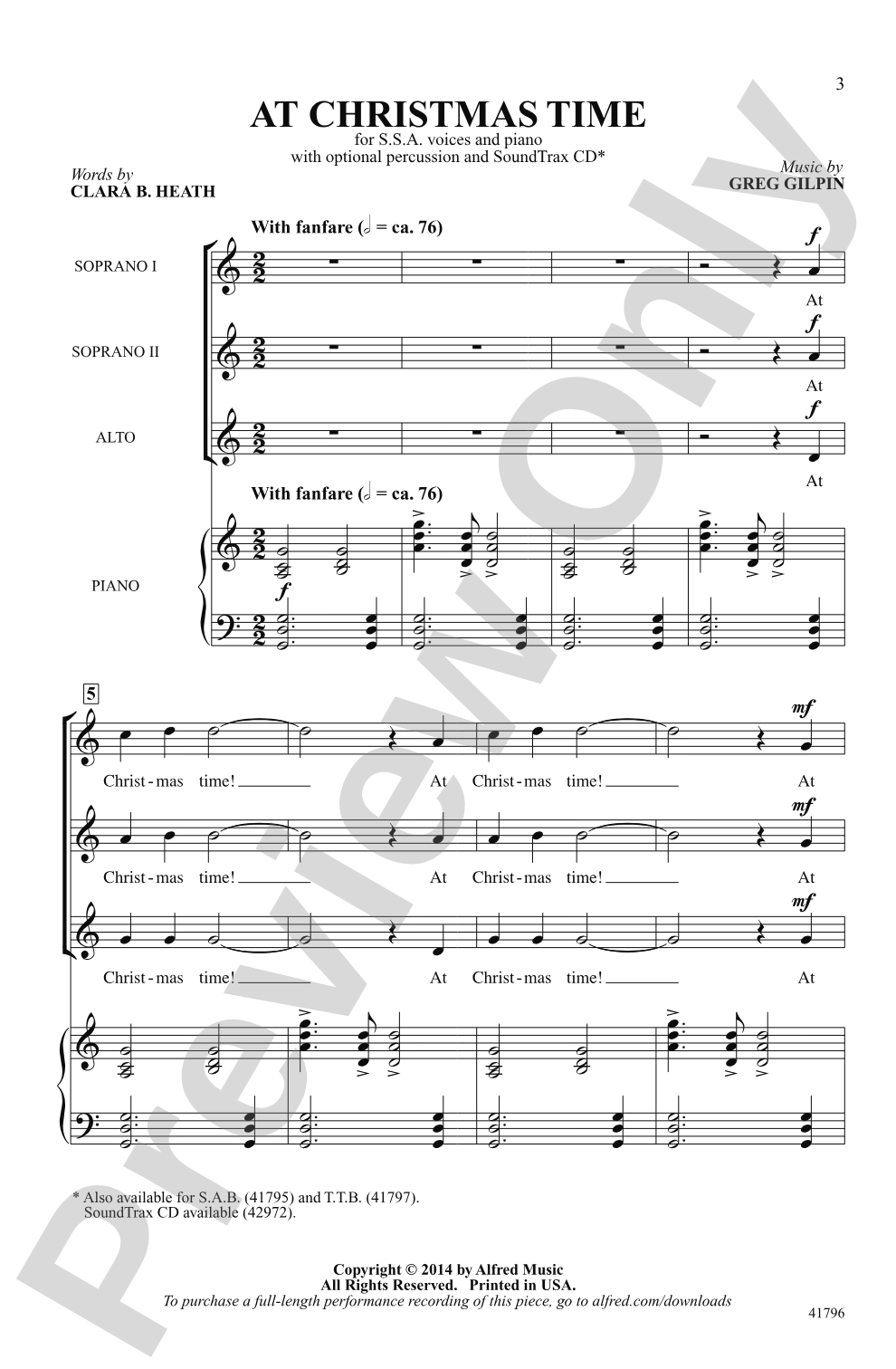 At Christmas Time: SSA Choral Octavo