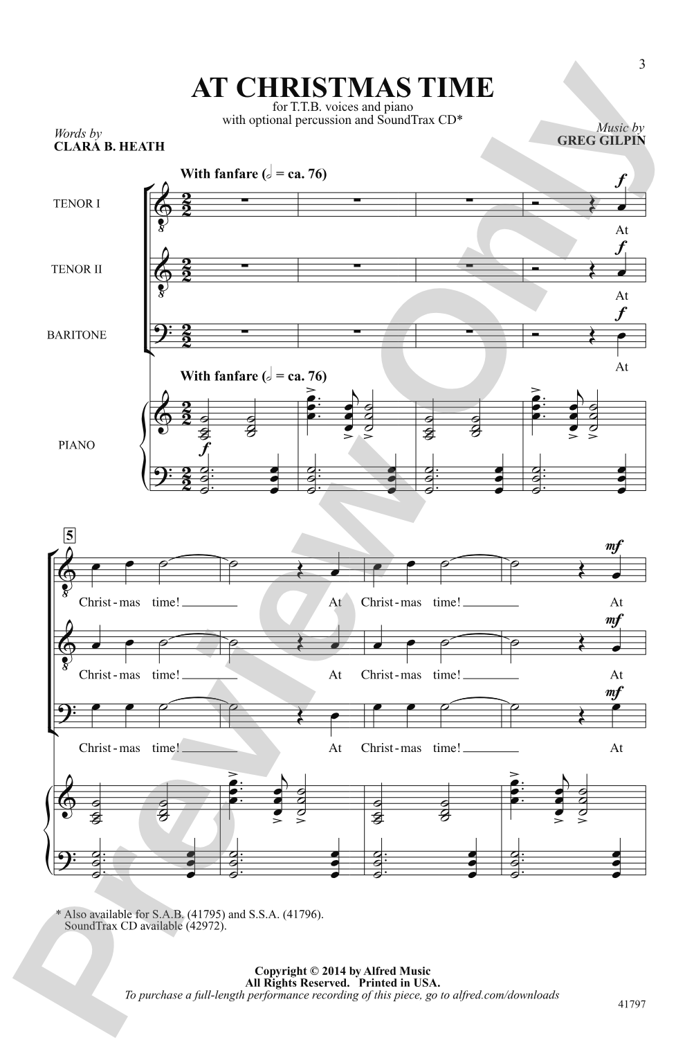 At Christmas Time: TTB Choral Octavo