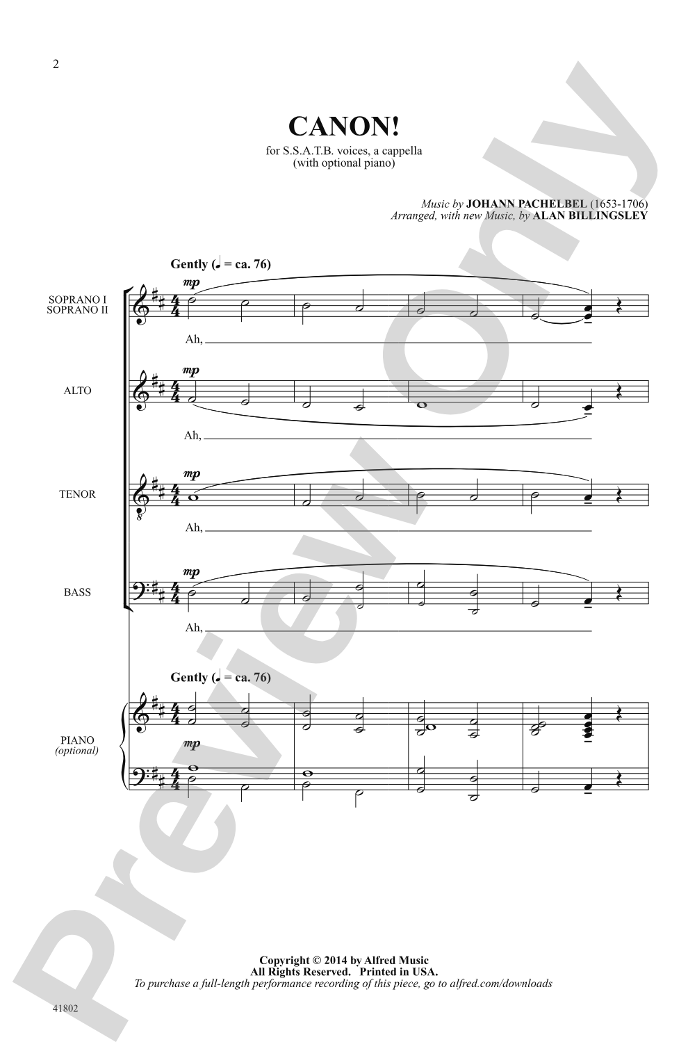 Canon!: SSATB, <I>a cappella</I> Choral Octavo