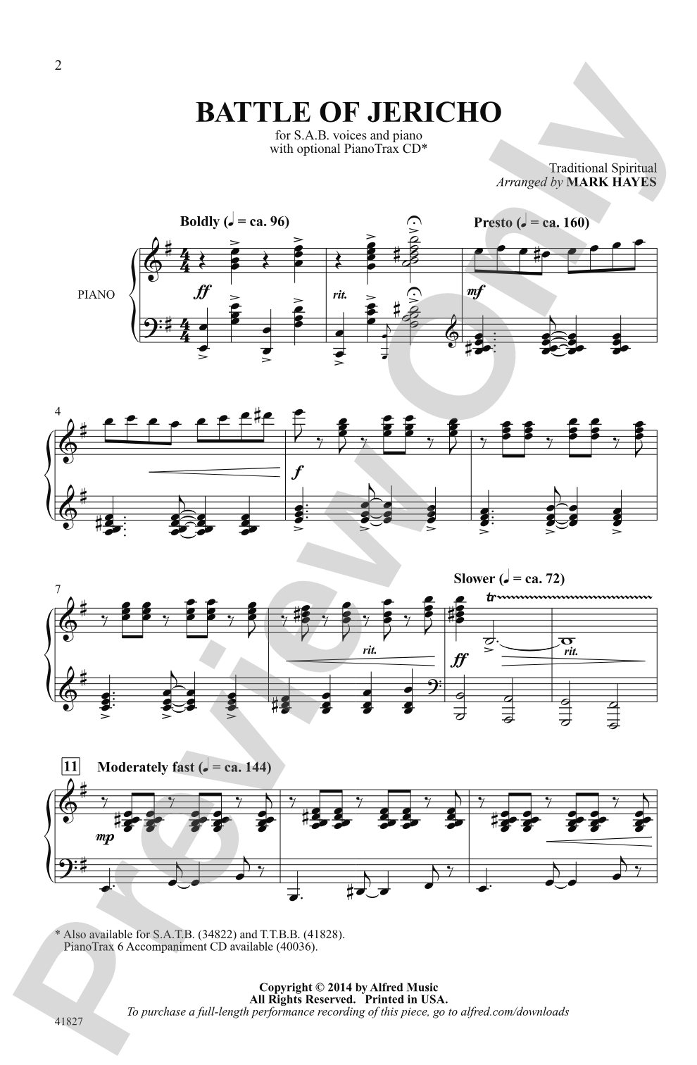 Battle of Jericho: SAB Choral Octavo