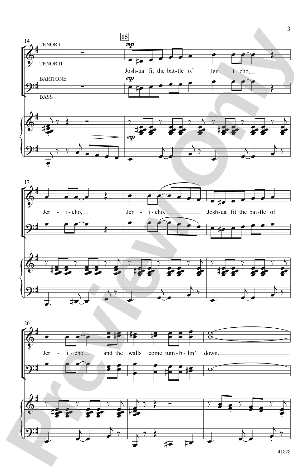 Battle of Jericho: TTBB Choral Octavo
