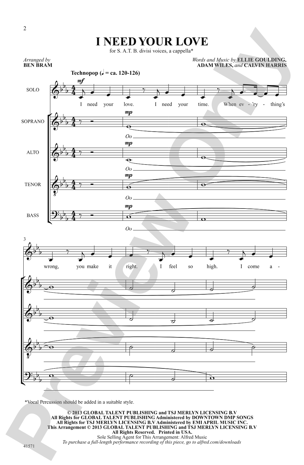 I Need Your Love: SATB divisi, <i>a cappella</i> Choral Octavo