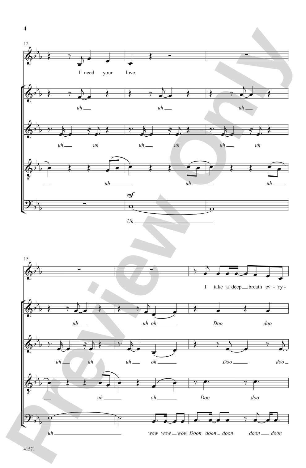 I Need Your Love: SATB divisi, <i>a cappella</i> Choral Octavo