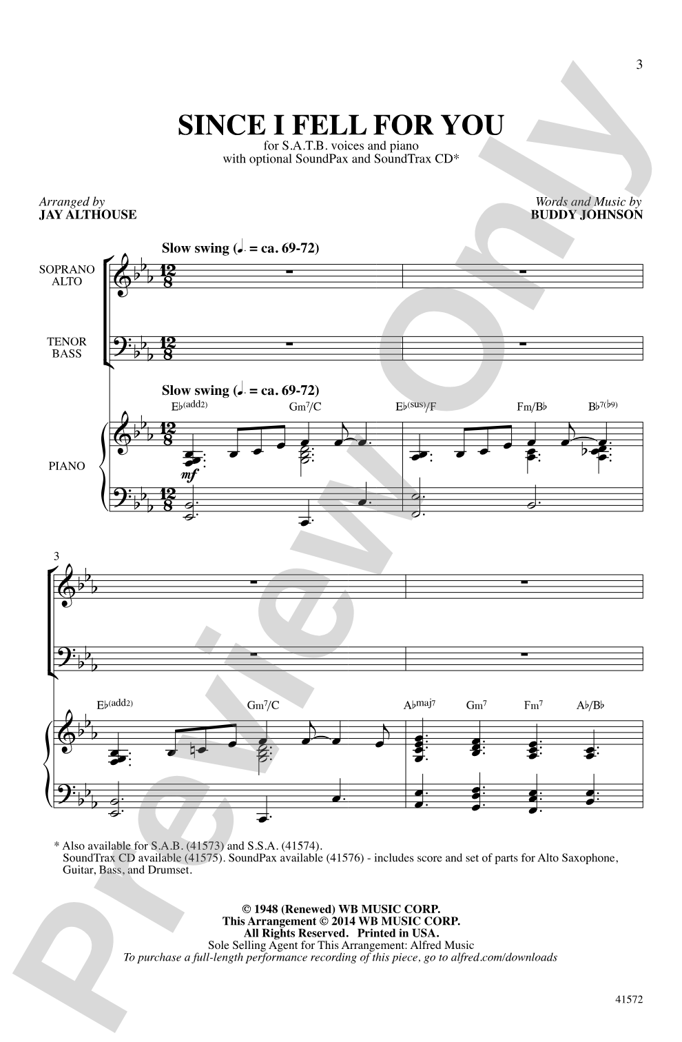 Since I Fell For You: SATB Choral Octavo