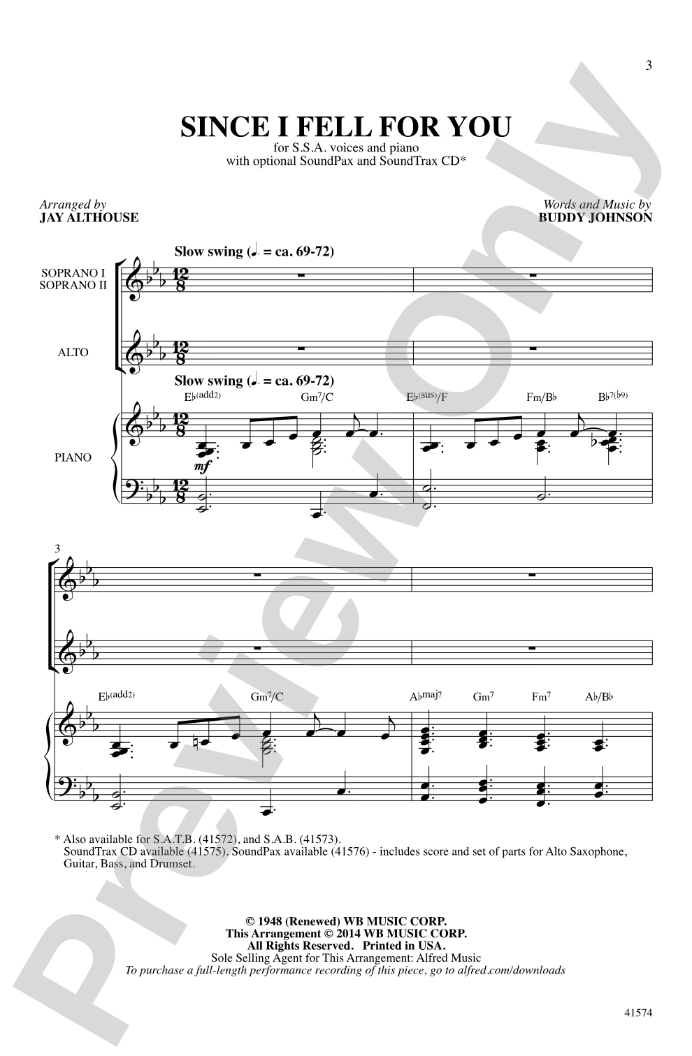 Since I Fell For You: SSA Choral Octavo