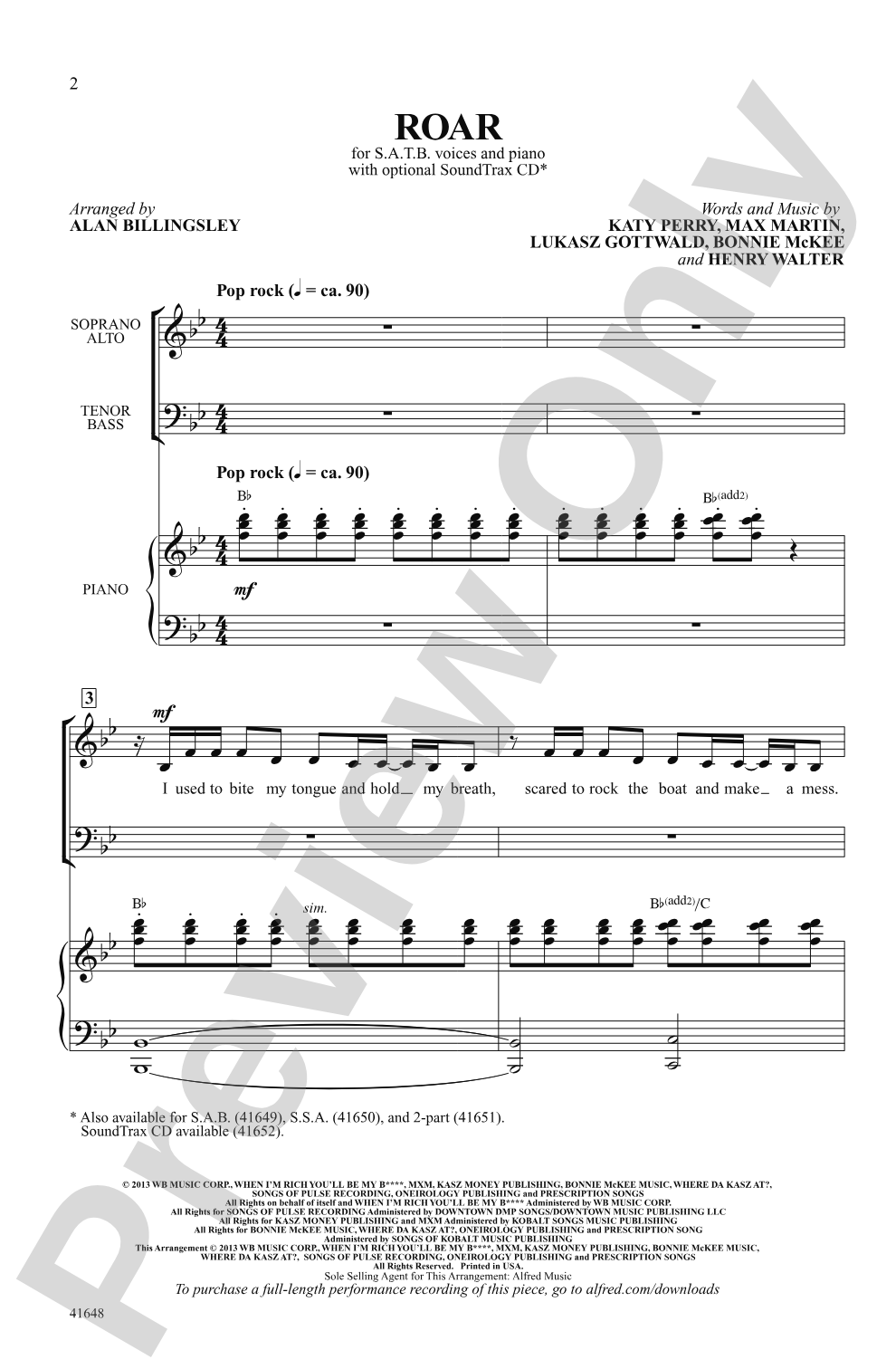 Roar: SATB Choral Octavo