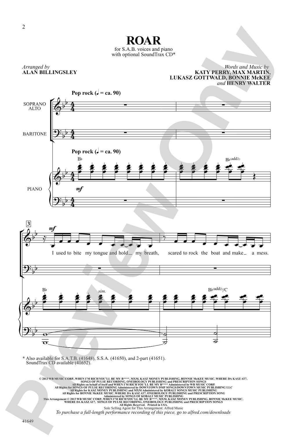 Roar: SAB Choral Octavo