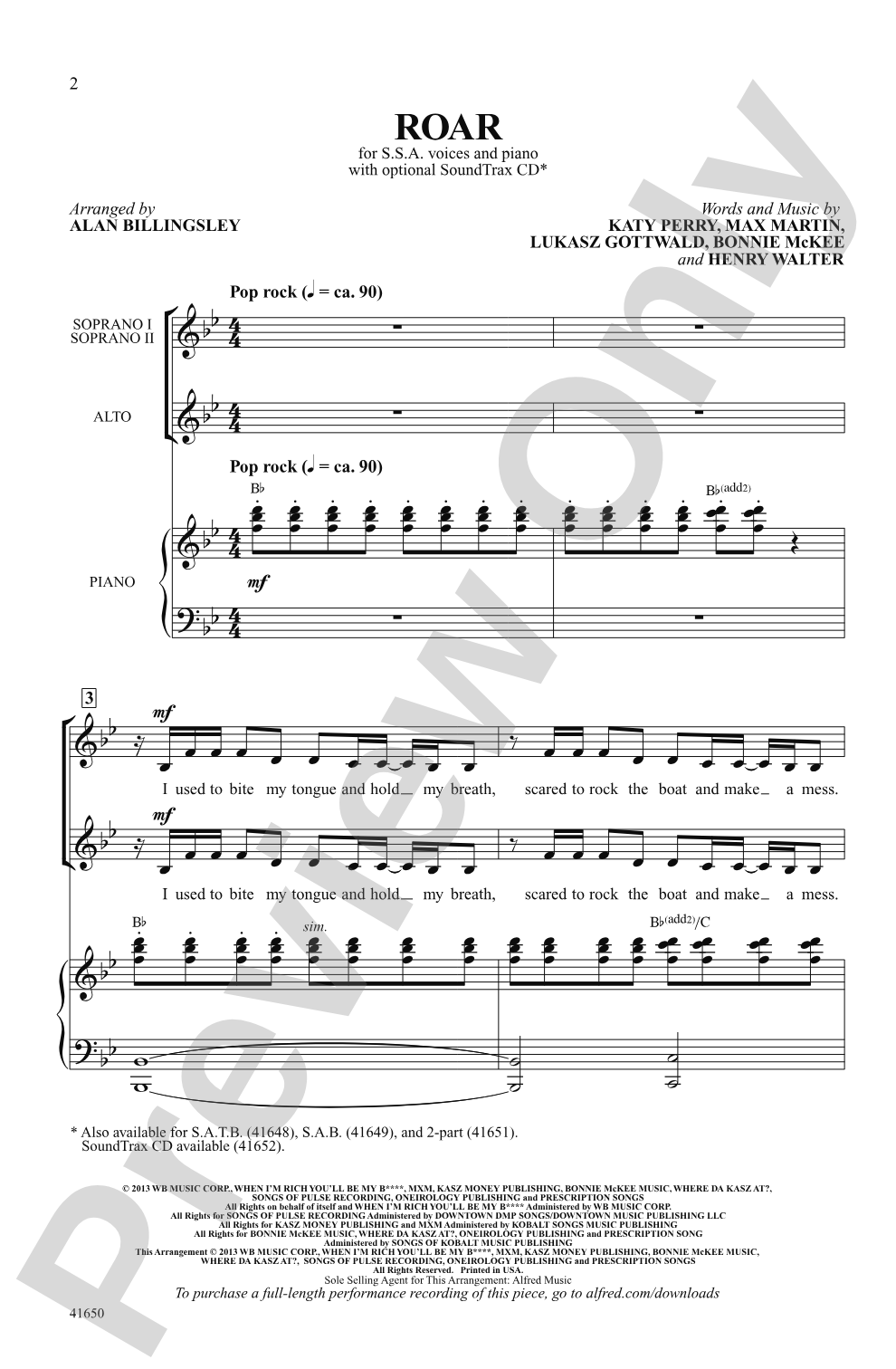 Roar: SSA Choral Octavo