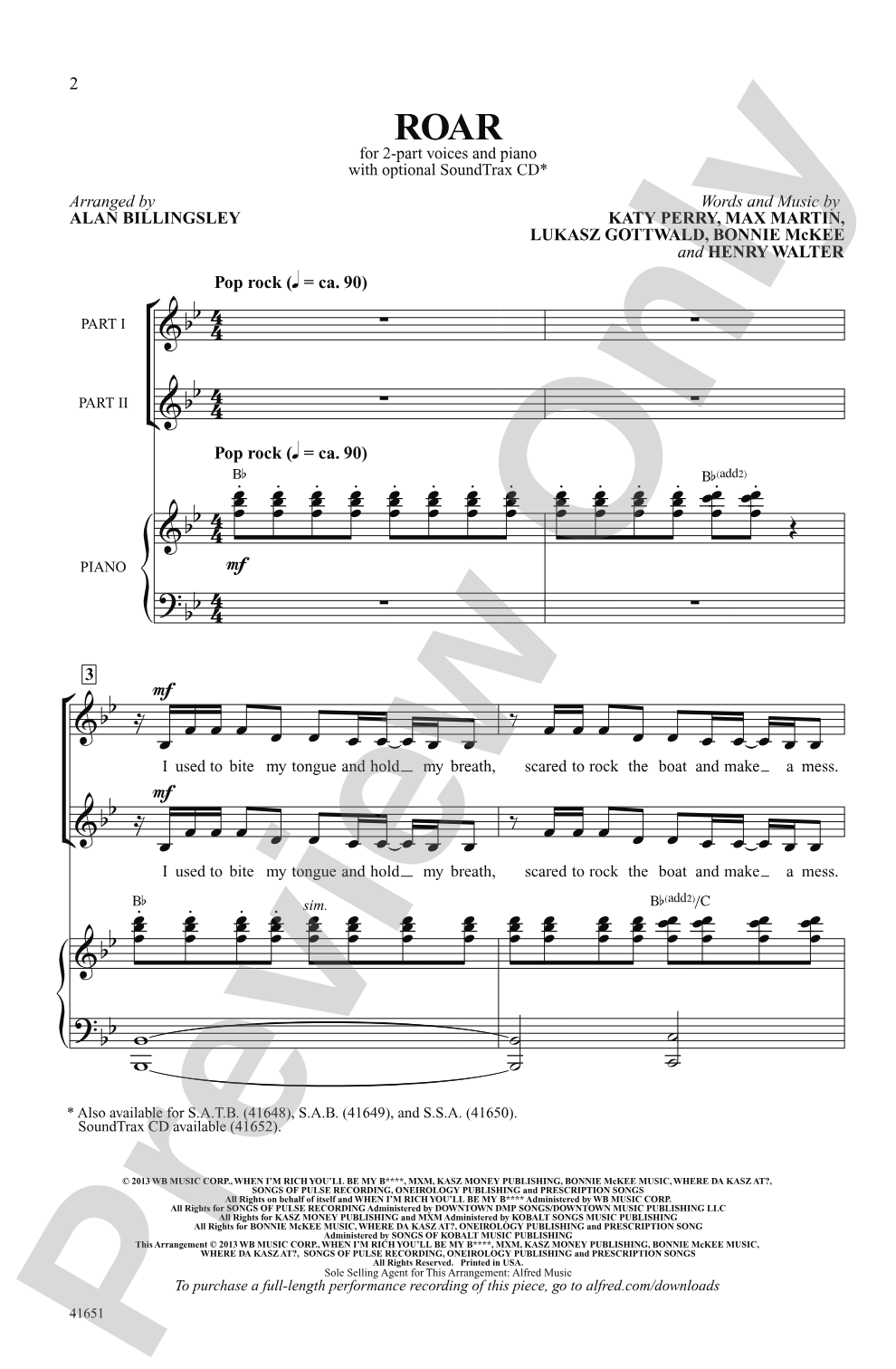 Roar: 2-Part Choral Octavo