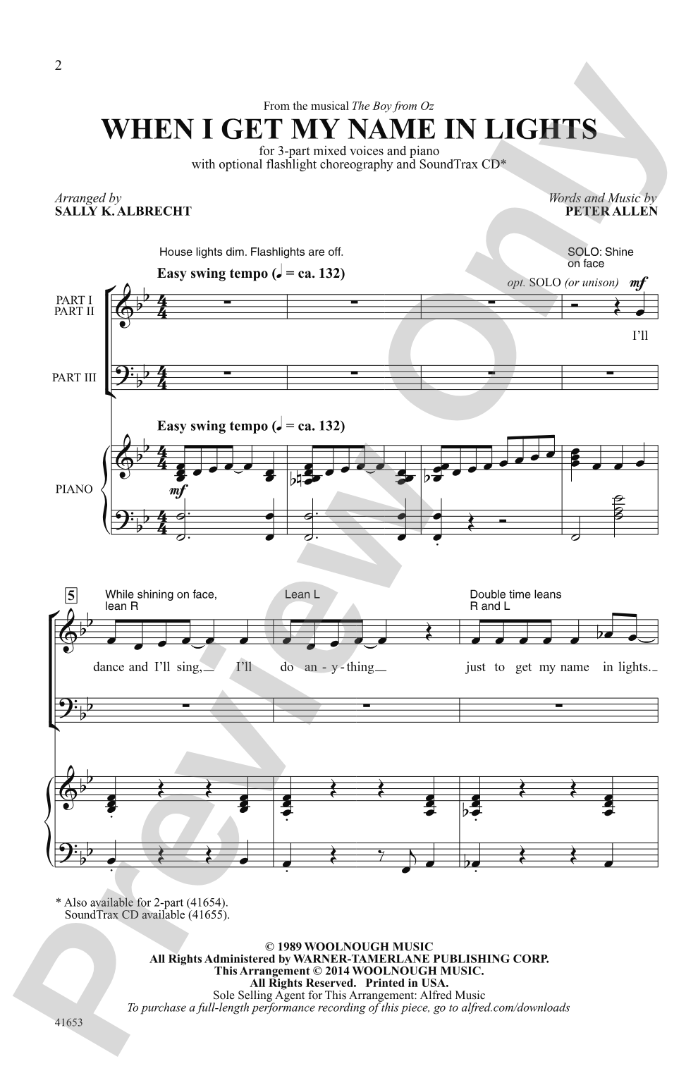 When I Get My Name in Lights: 3-Part Mixed Choral Octavo