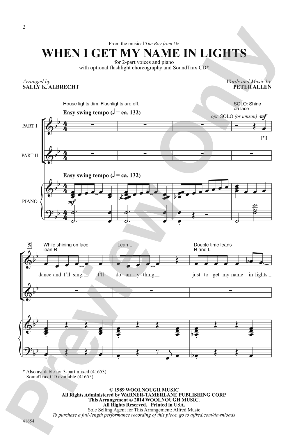 When I Get My Name in Lights: 2-Part Choral Octavo