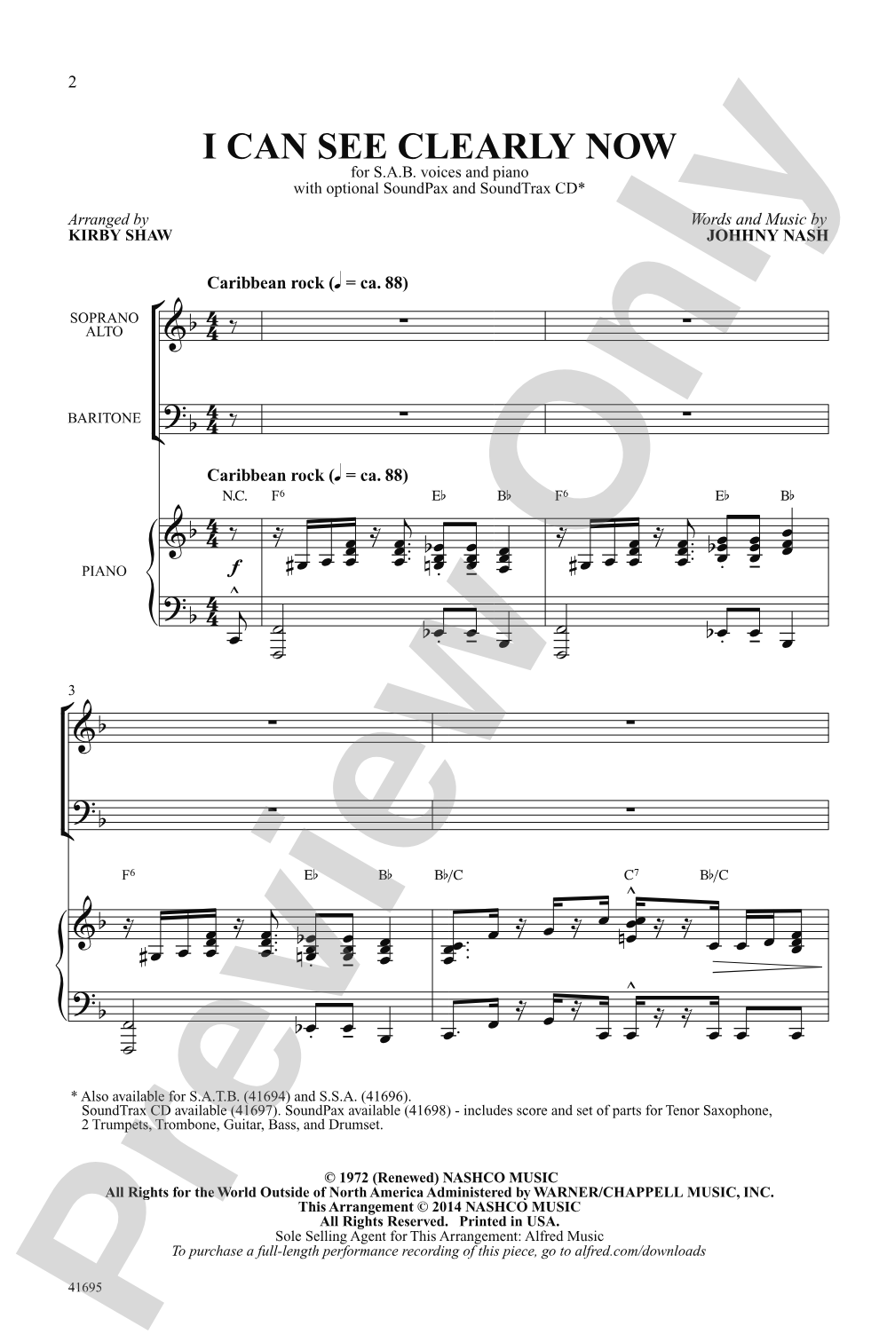 I Can See Clearly Now: SAB Choral Octavo