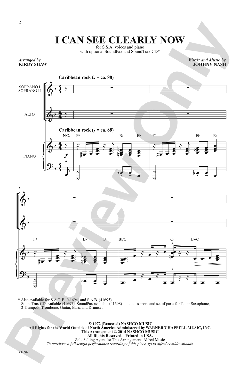 I Can See Clearly Now: SSA Choral Octavo