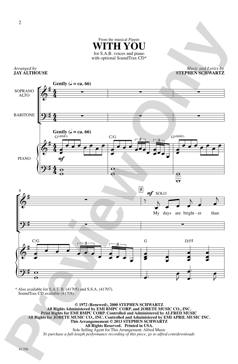 With You: SAB Choral Octavo