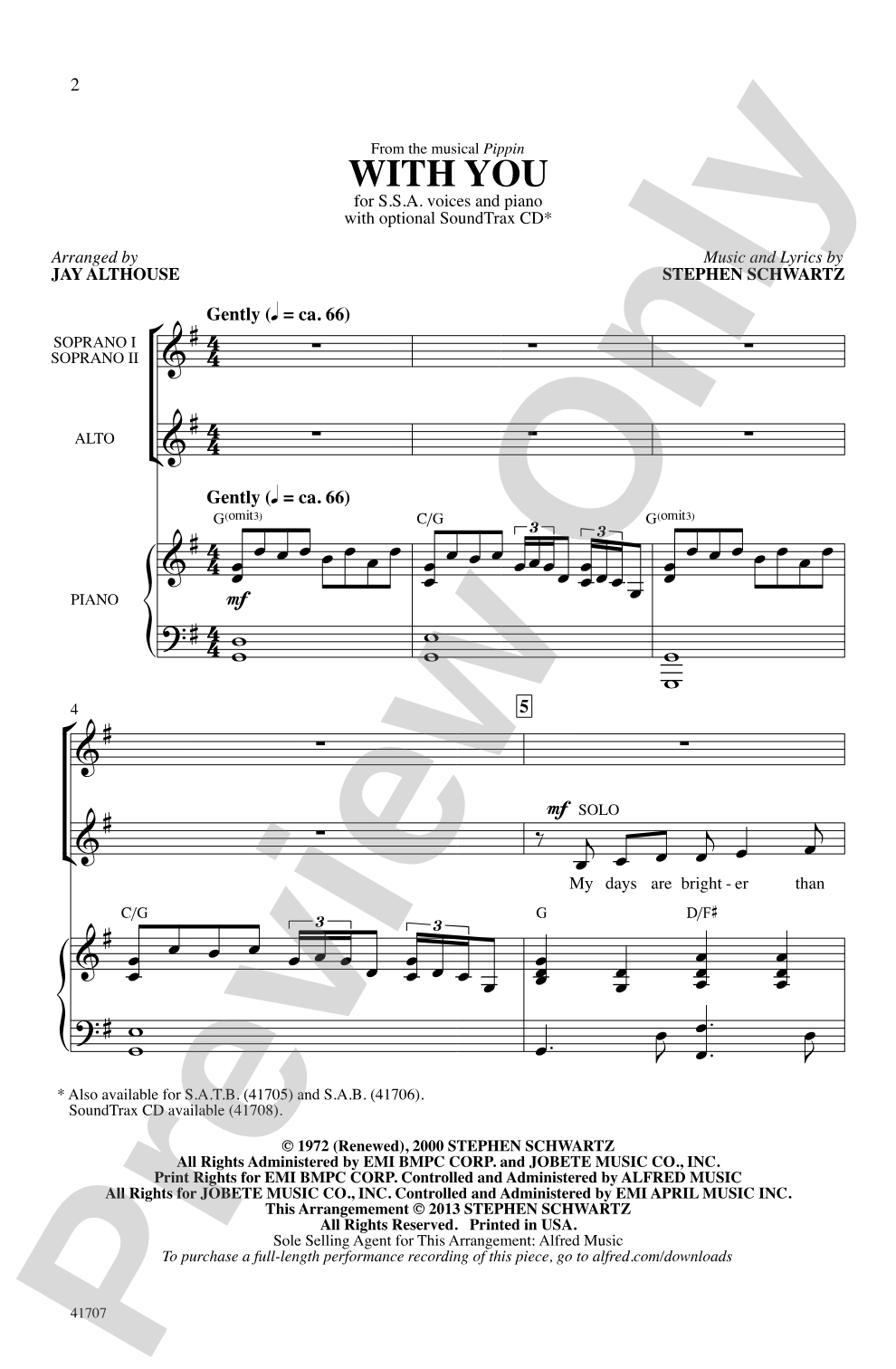 With You: SSA Choral Octavo