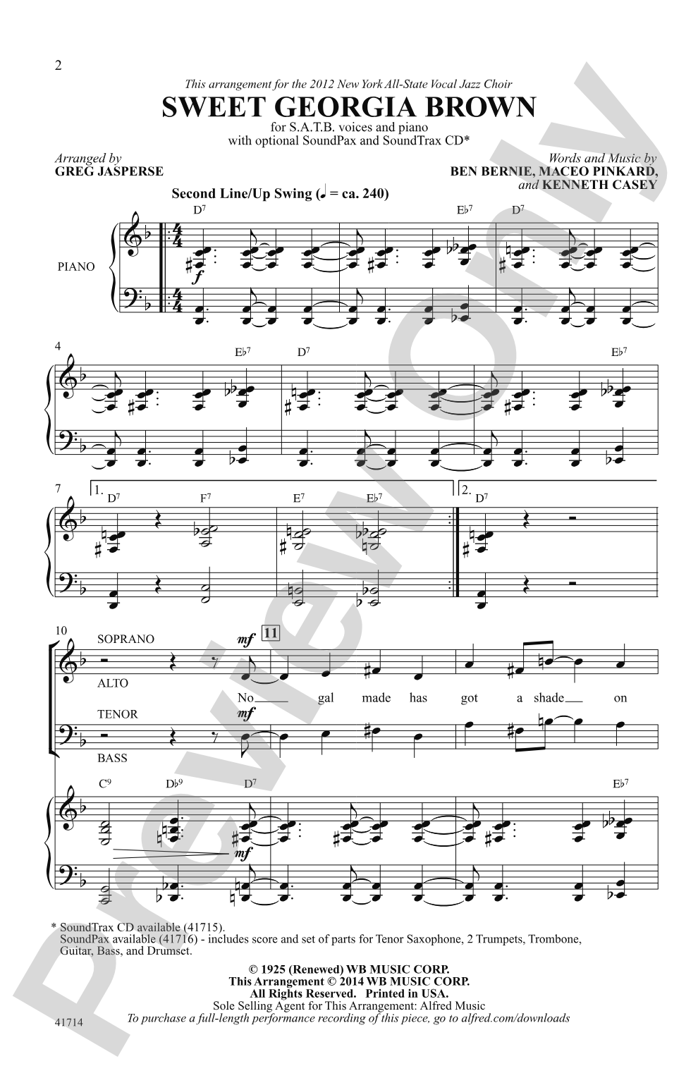 Sweet Georgia Brown: SATB Choral Octavo