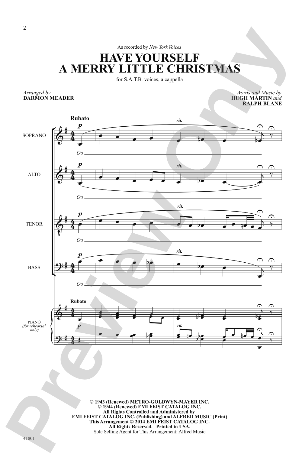 Have Yourself a Merry Little Christmas: SATB <i>a cappella</i> Choral Octavo