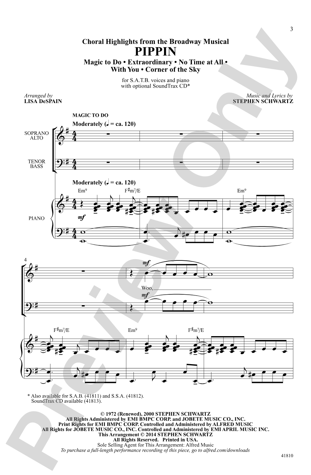 Pippin: Choral Highlights: SATB Choral Octavo
