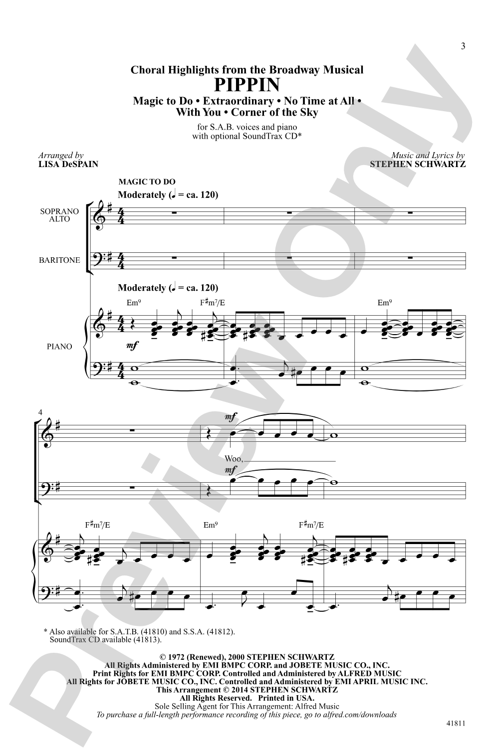 Pippin: Choral Highlights: SAB Choral Octavo