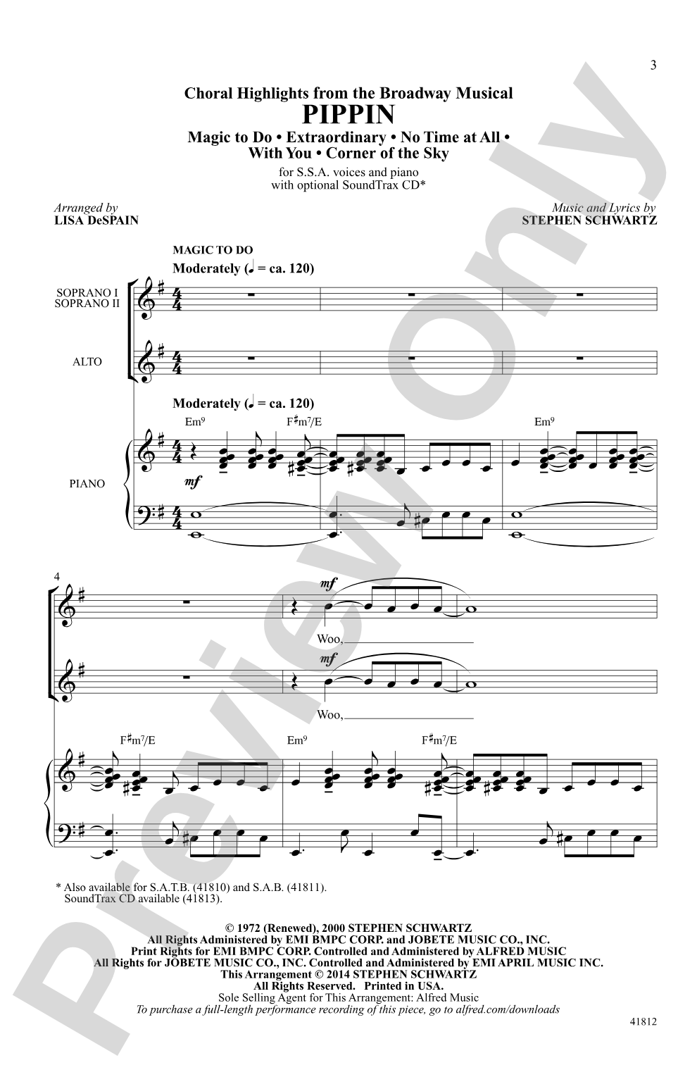 Pippin: Choral Highlights: SSA Choral Octavo