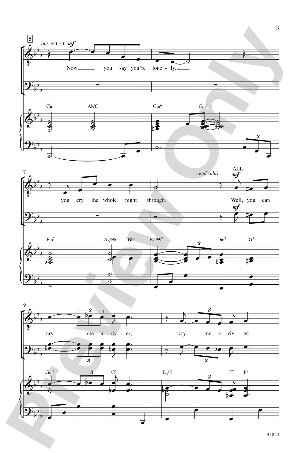Cry Me a River: TBB Choral Octavo