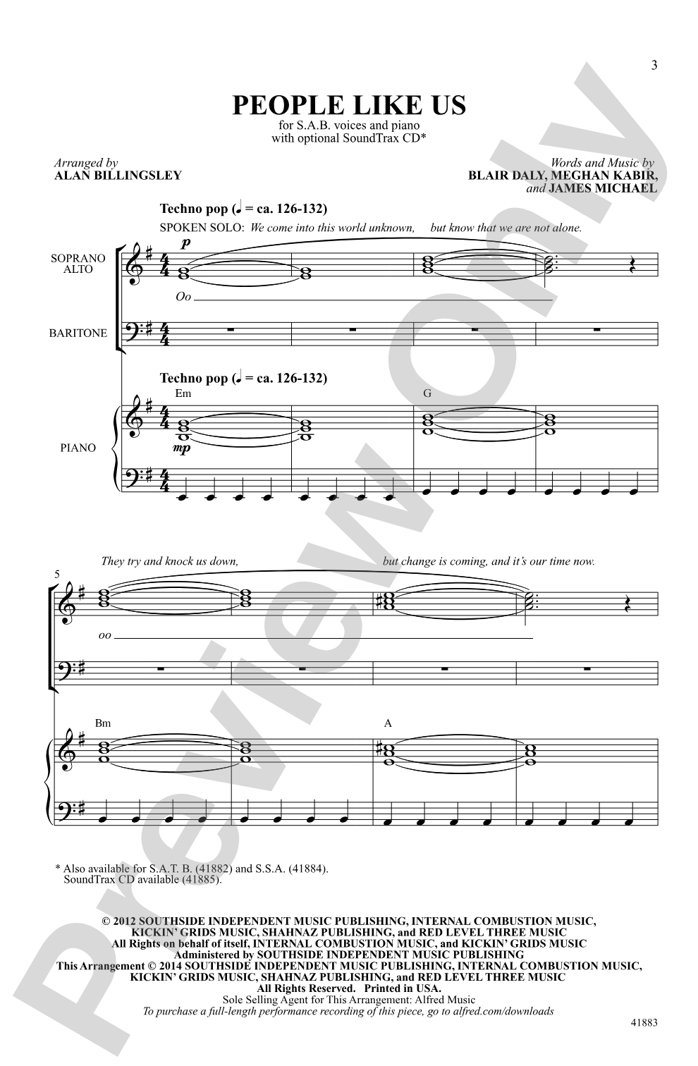 People Like Us: SAB Choral Octavo