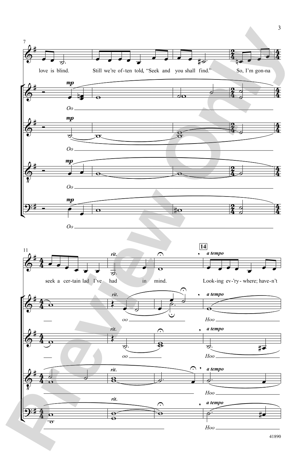 Someone to Watch Over Me: SSATB divisi, <i>a cappella</i> Choral Octavo