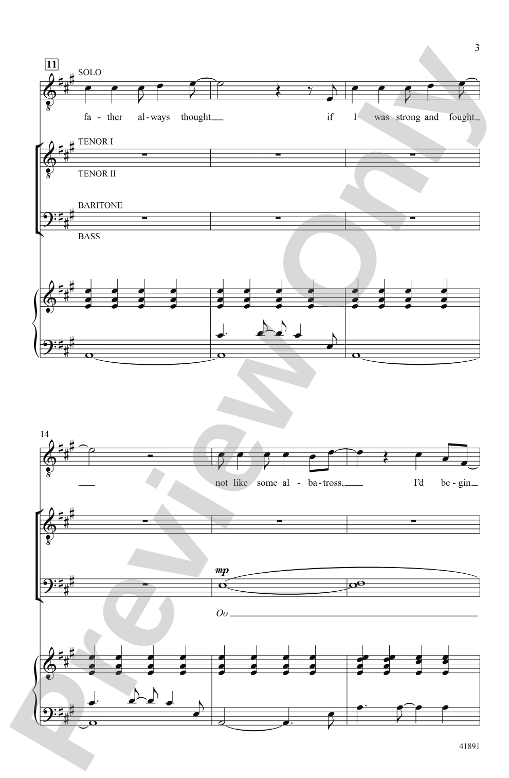 Not My Father's Son: TTBB Choral Octavo