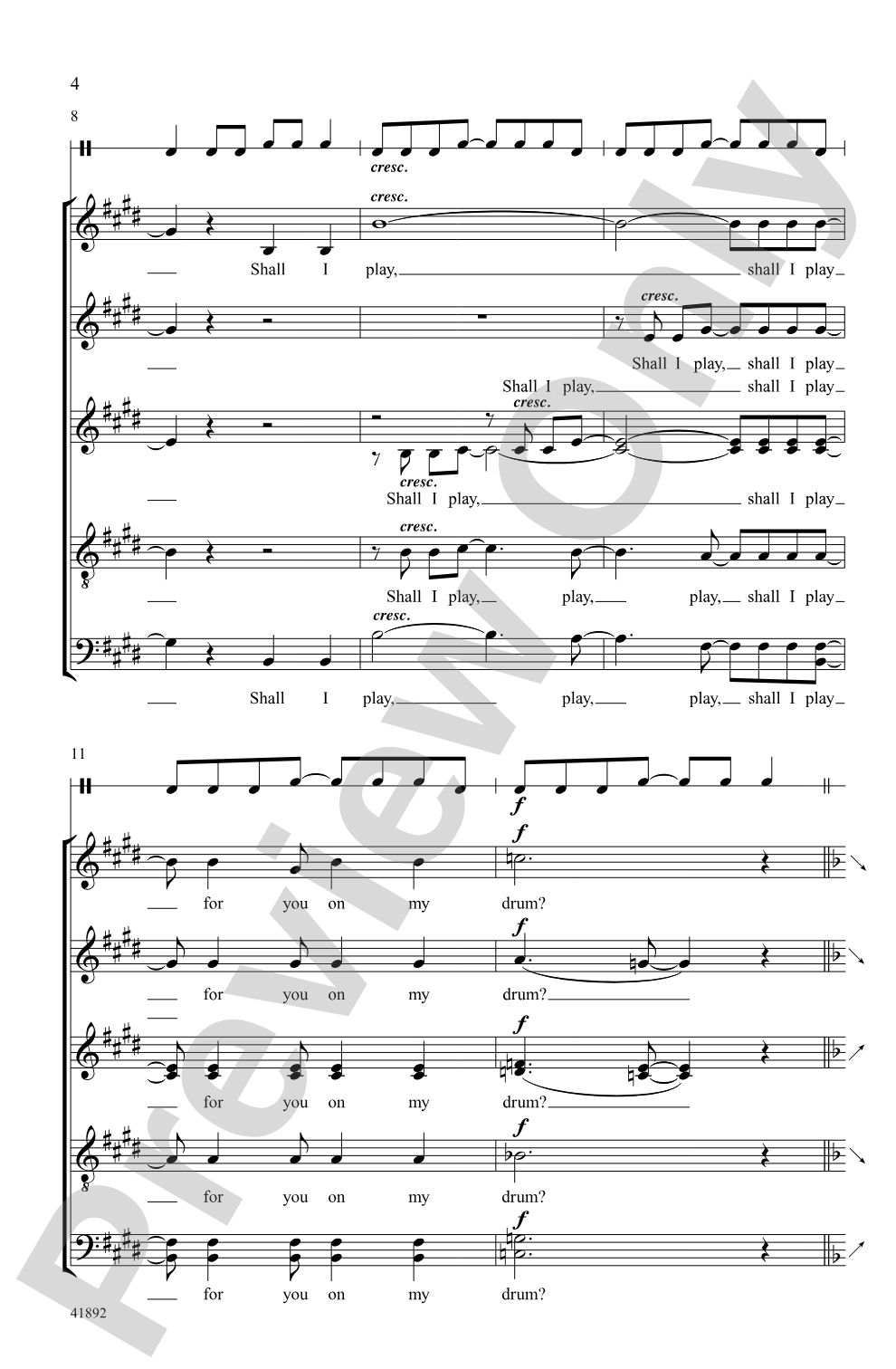 The Little Drummer Boy: SSATB, <I>a cappella</I> Choral Octavo