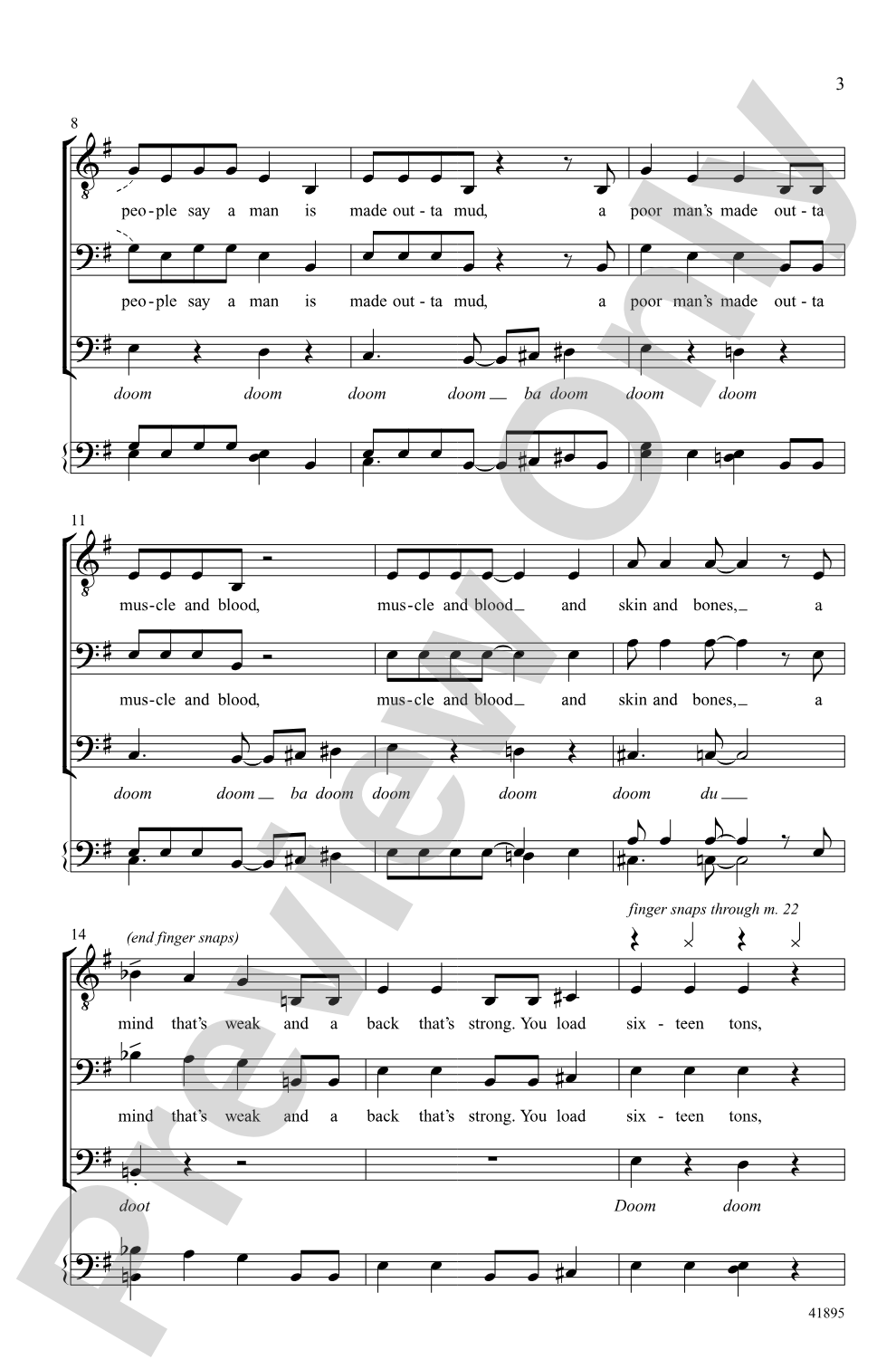 Sixteen Tons: TBB, <I>a cappella</I> Choral Octavo