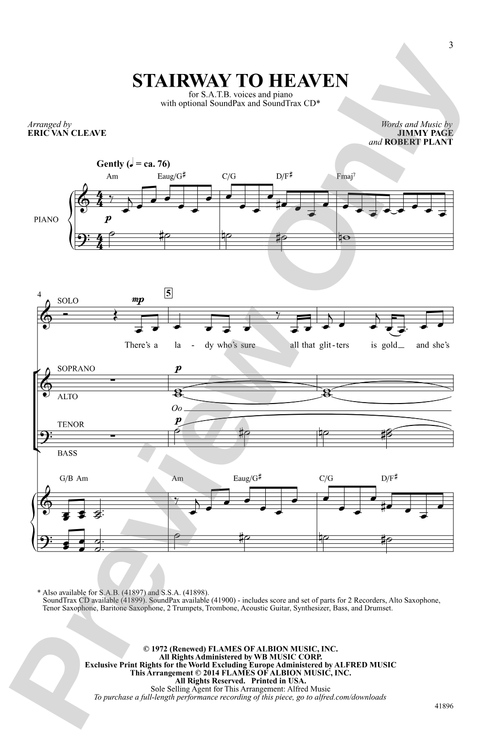 Stairway to Heaven: SATB Choral Octavo