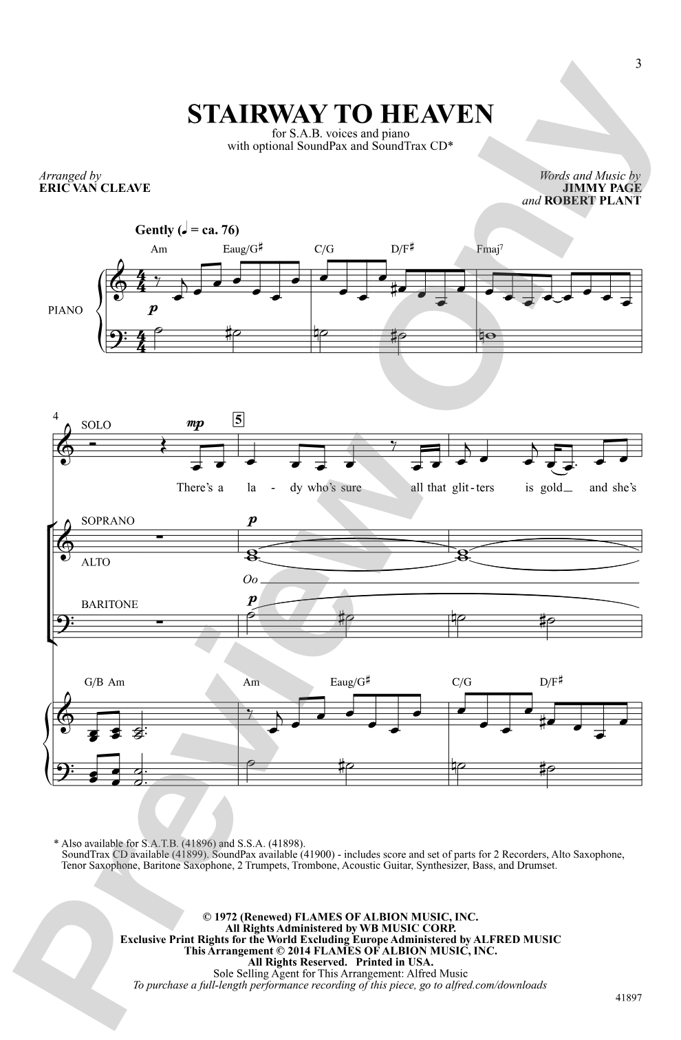 Stairway to Heaven: SAB Choral Octavo