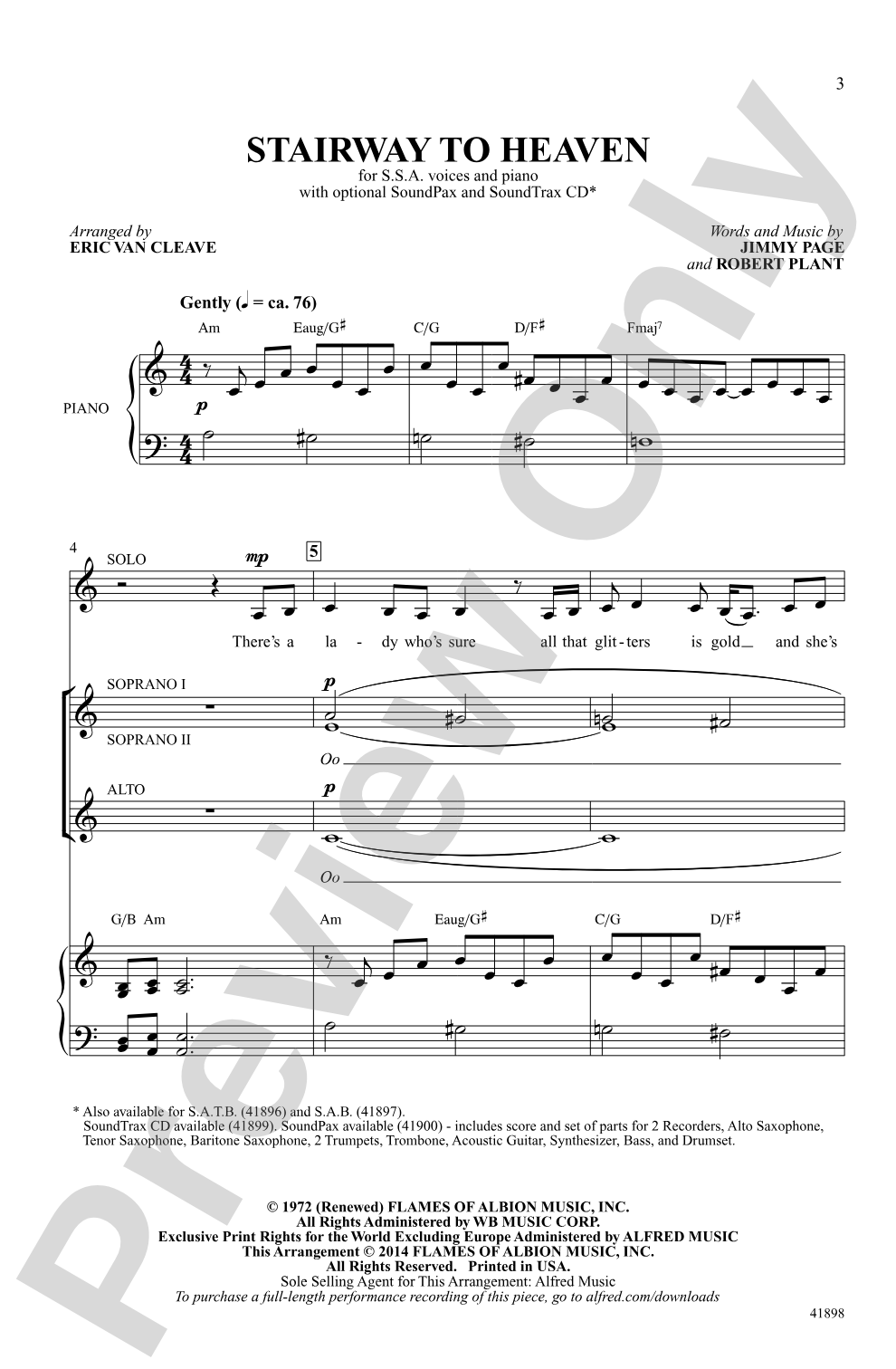 Stairway to Heaven: SSA Choral Octavo