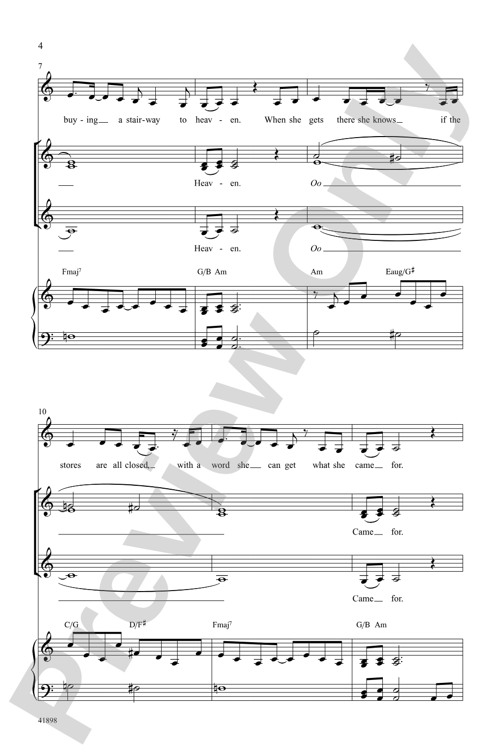 Stairway to Heaven: SSA Choral Octavo