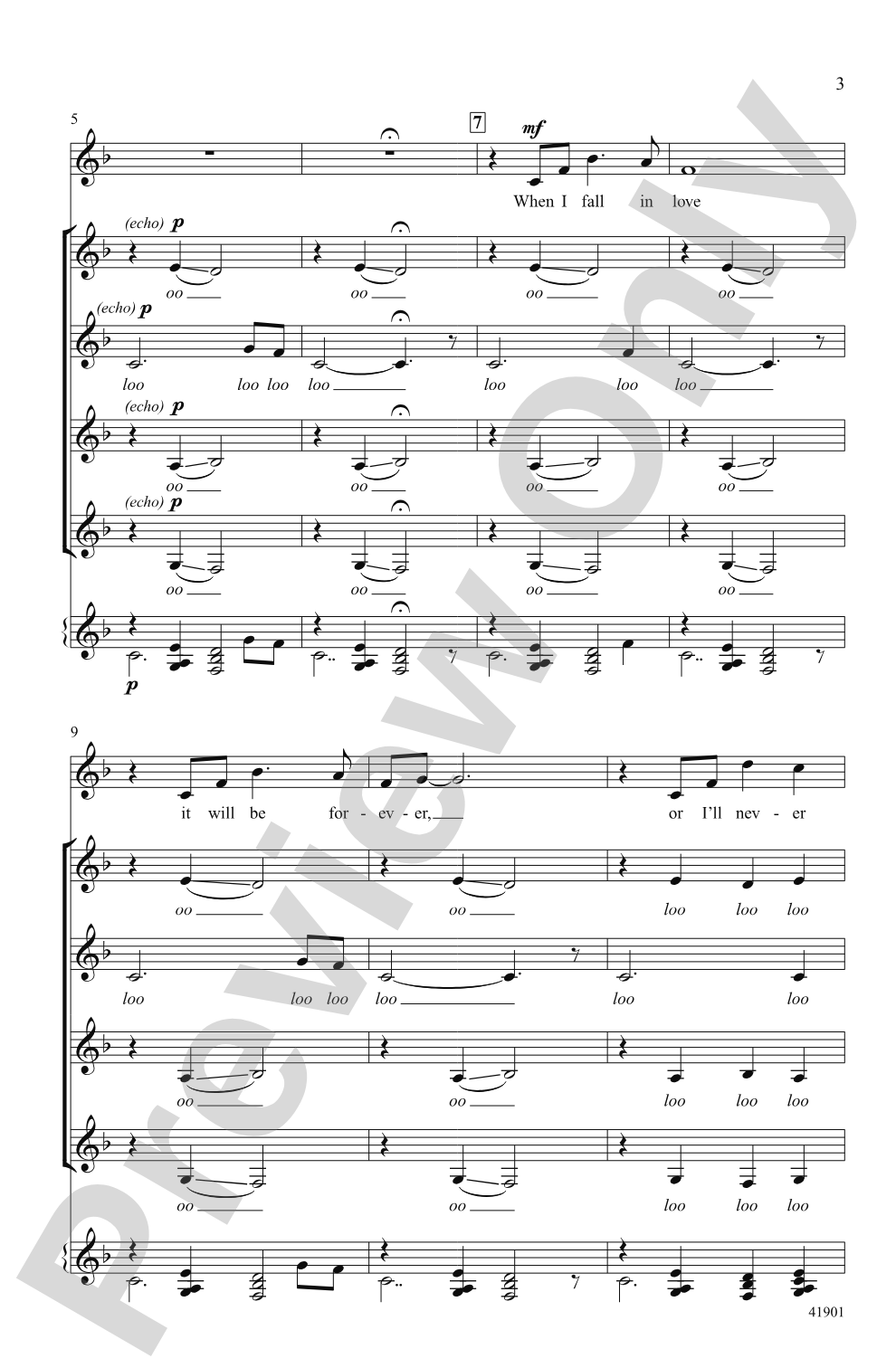 When I Fall in Love: SSAA, <i>a cappella</i> Choral Octavo