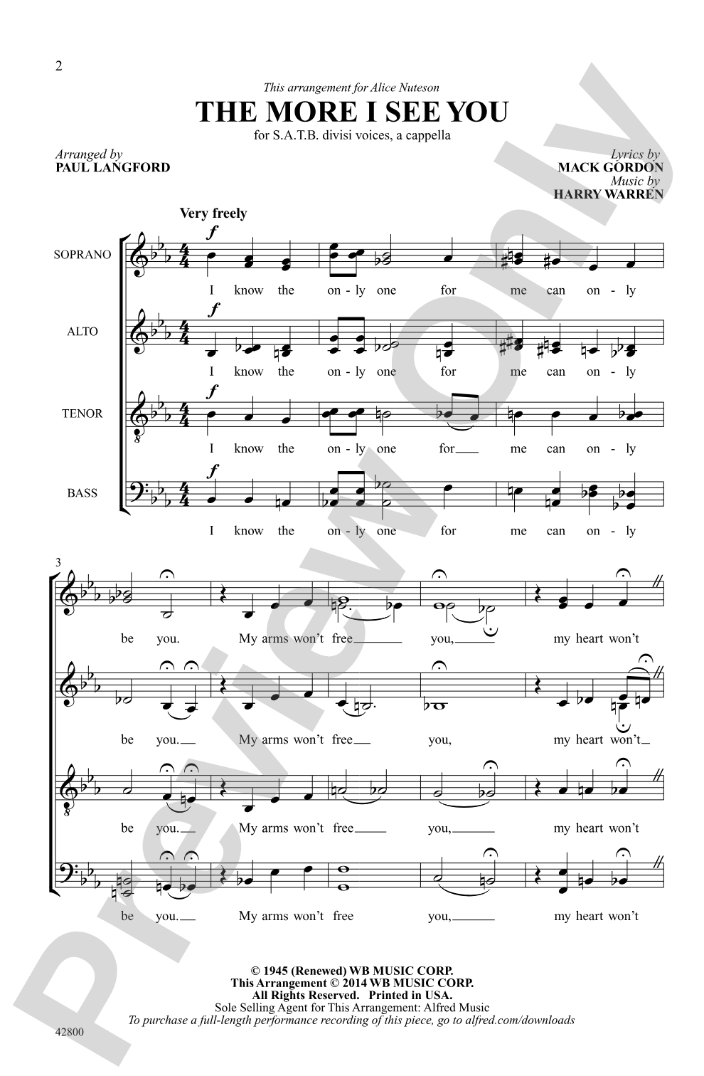 More I See You, The: SATB divisi, <i>a cappella</i> Choral Octavo