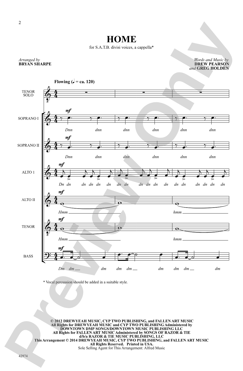 Home: SATB divisi, <i>a cappella</i> Choral Octavo