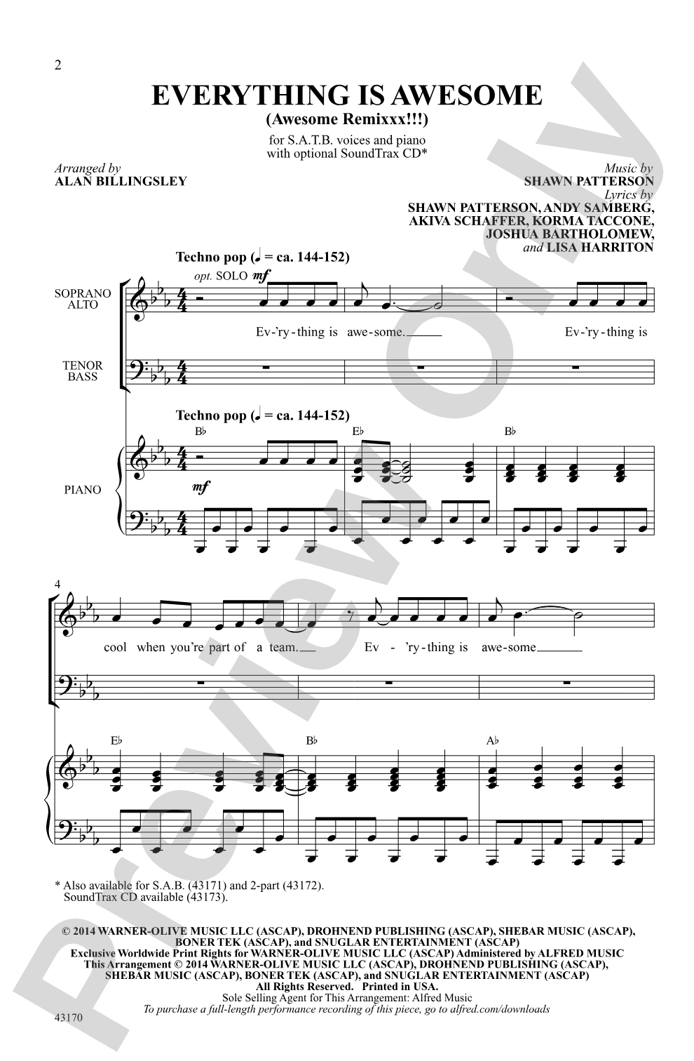 Everything is Awesome: SATB Choral Octavo